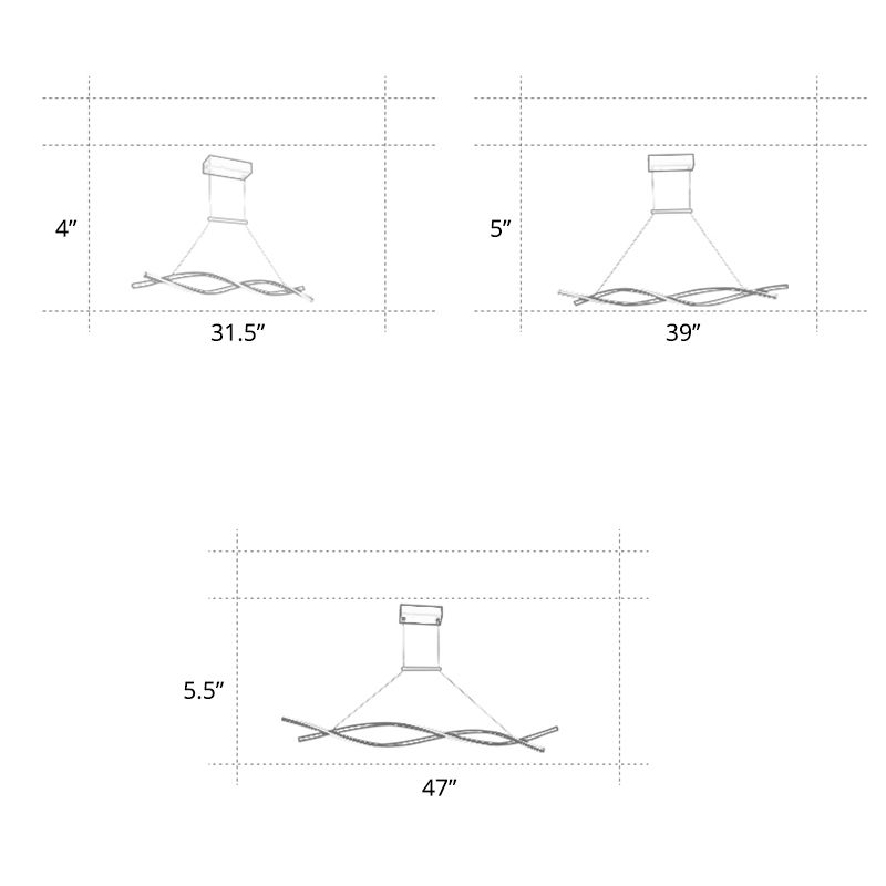 Black Twist LED a led sospesa a sospensione decorativa in alluminio lampadario a sospensione per il ristorante