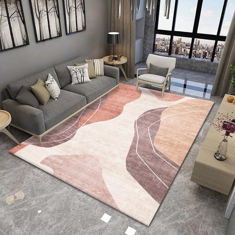 Light Orange Modern Rug Color Piece Polyester Rug Tear Resistant Rug for Living Room