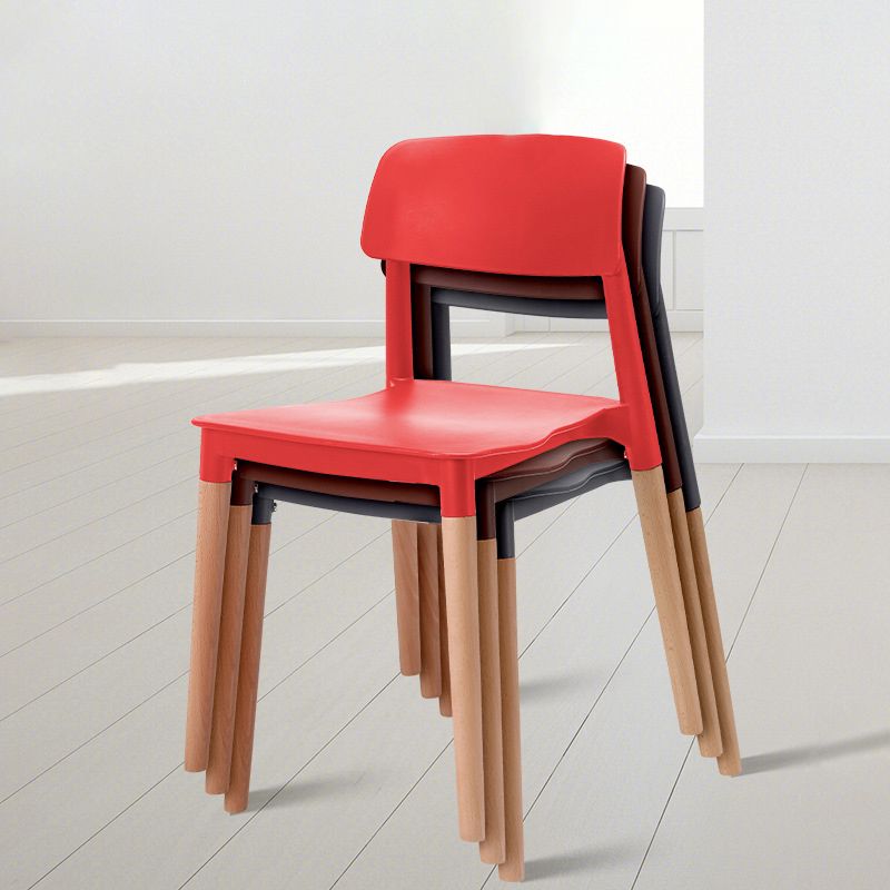 Dining Room Armless Chairs Open Back Solid Wood Legs Chair for Kitchen