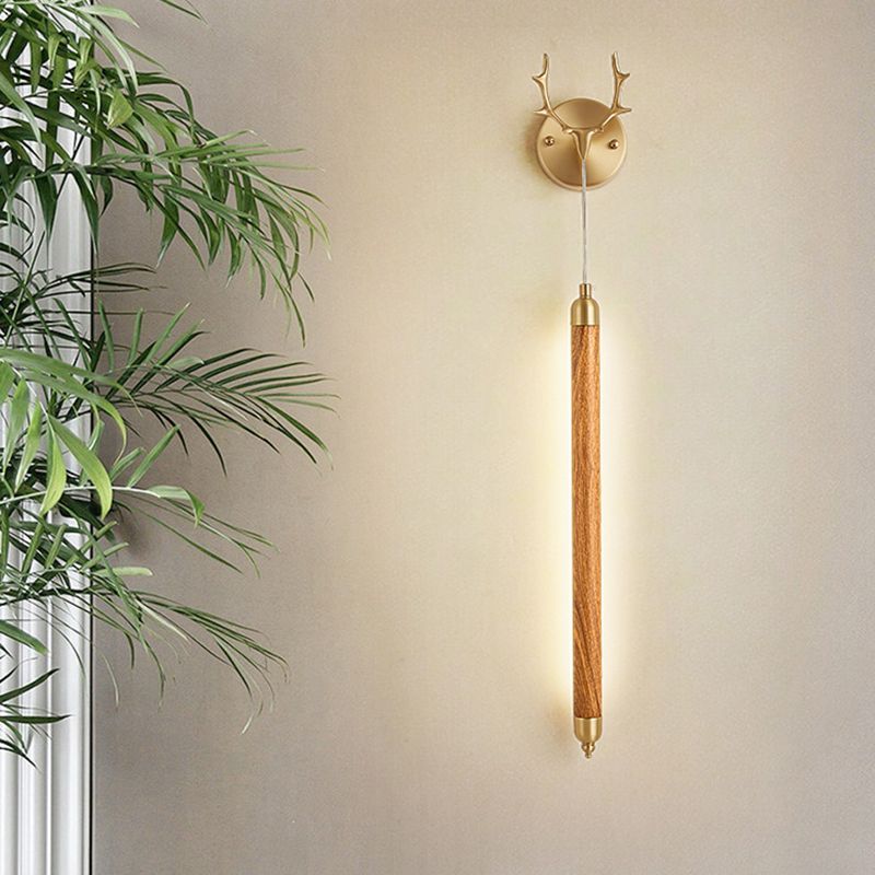 Modernism Wooden Shade Wall Lighting 1-Light Wall Mount Light for Foyer