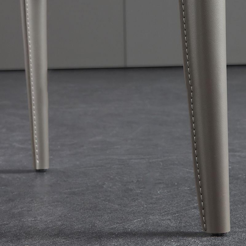 Silla de comedor sin brazos de cuero contemporánea Sillas de comedor de metal