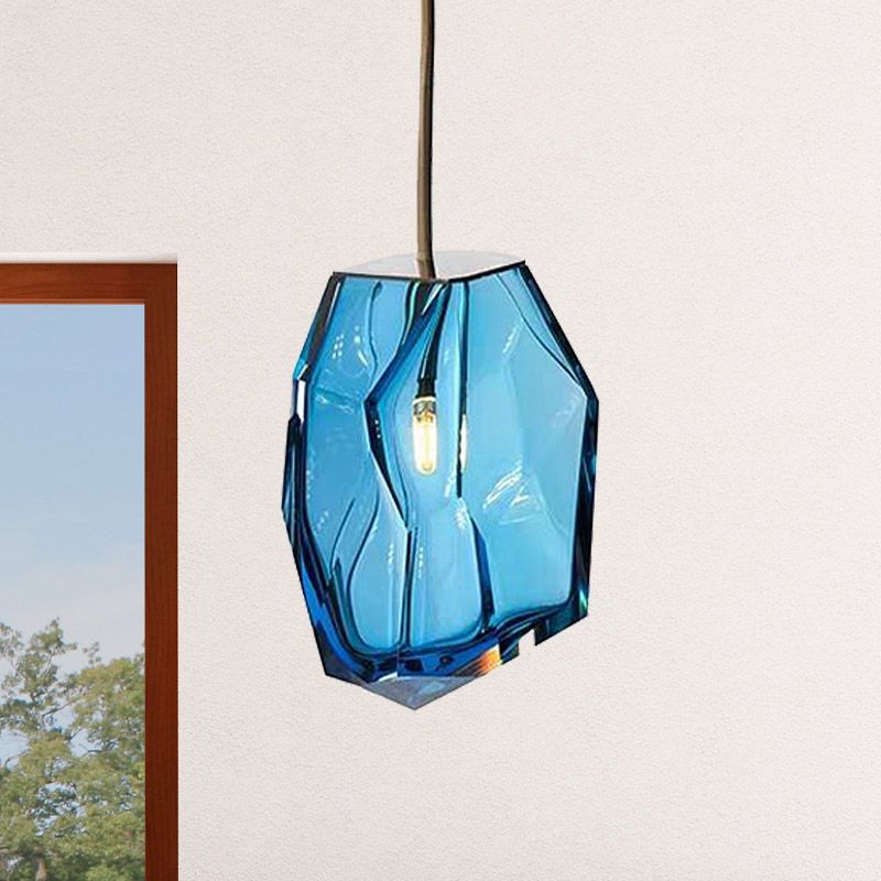 Edelstein -Anhänger -Leuchte -Leuchten zeitgenössische blaues Glas 1 Kopfschlafzimmer Hanging Deckenleuchte