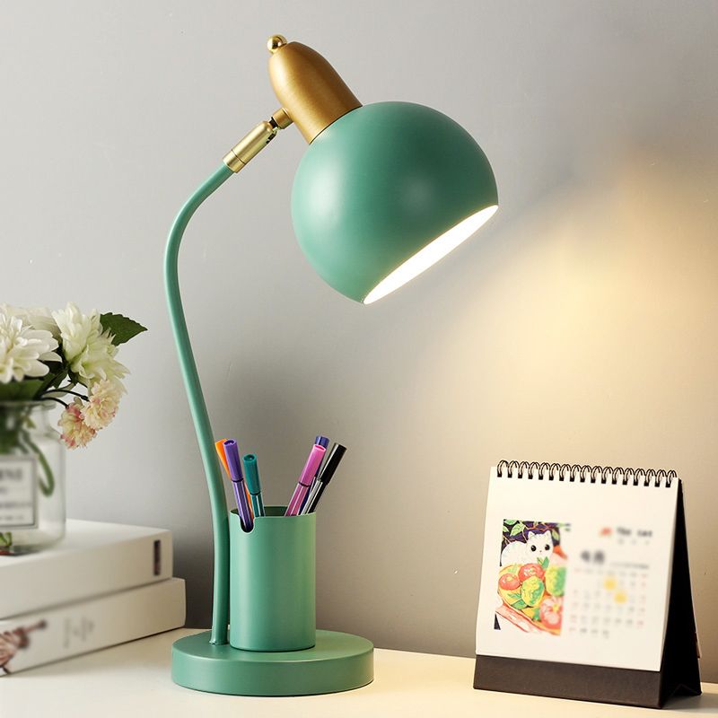 Macaroon Metal Table Light Bell 1-Light Bedroom Nightstand Lamp with Pen Container