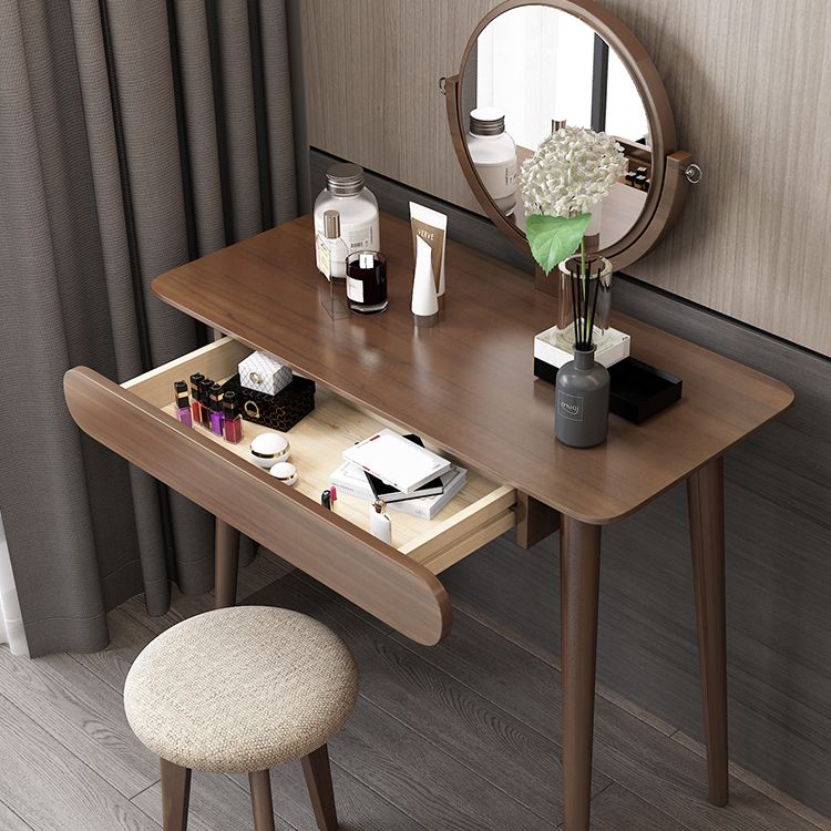 Traditional Bedroom Makeup Vanity Desk Solid Wood Vanity Dressing Table with Drawer