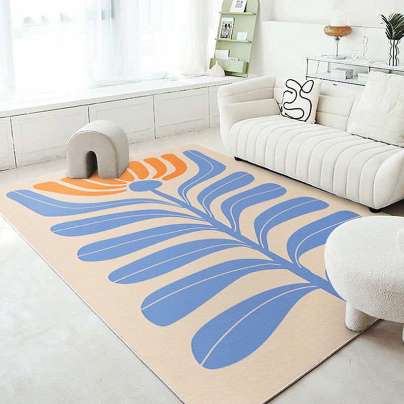 Nordic Plants Carpet Polyester Green Carpet Washable Carpet for Home Decor
