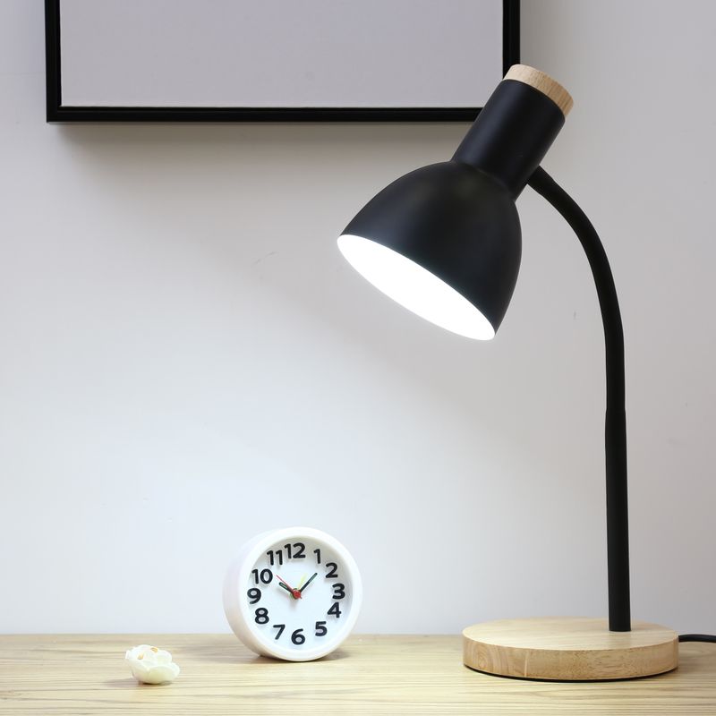 Modern Style Dome Table Light 1 Head Metallic Standing Table Lamp in Mystic Black/White for Study Room