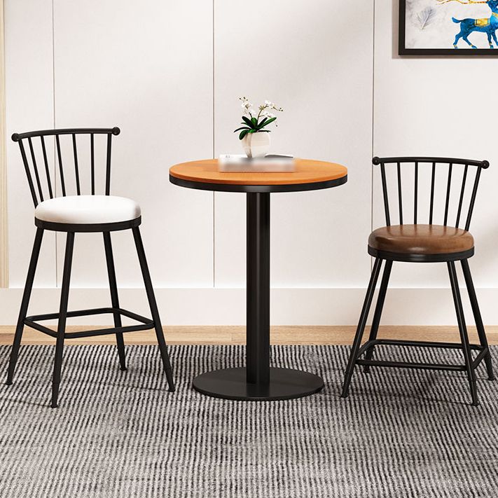 Leather Matte Finish Bristol Stool Low Back Footrest Barstool