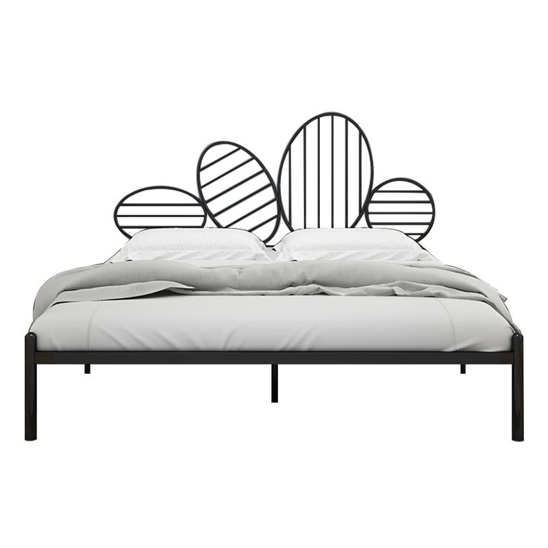 Iron Open-Frame Bed with Headboard and Metal Legs Glam Bed 43.3" H