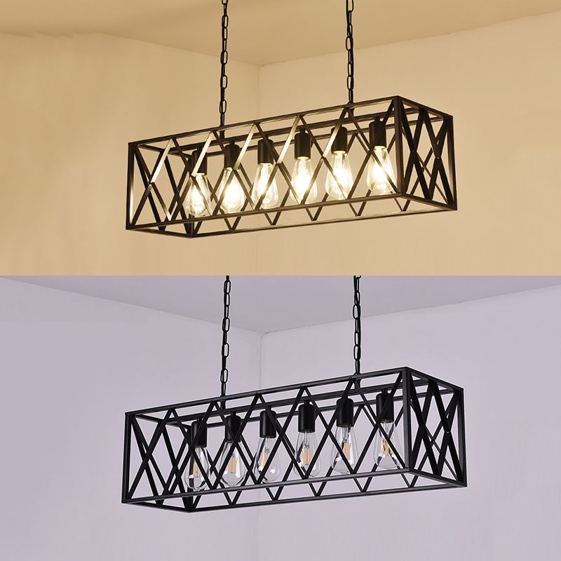 Iluminación colgante de isla metálica INDUSTRIA RESTAURADA NEGRA RESTAURANTE CANDELIER DEL POSTENTO