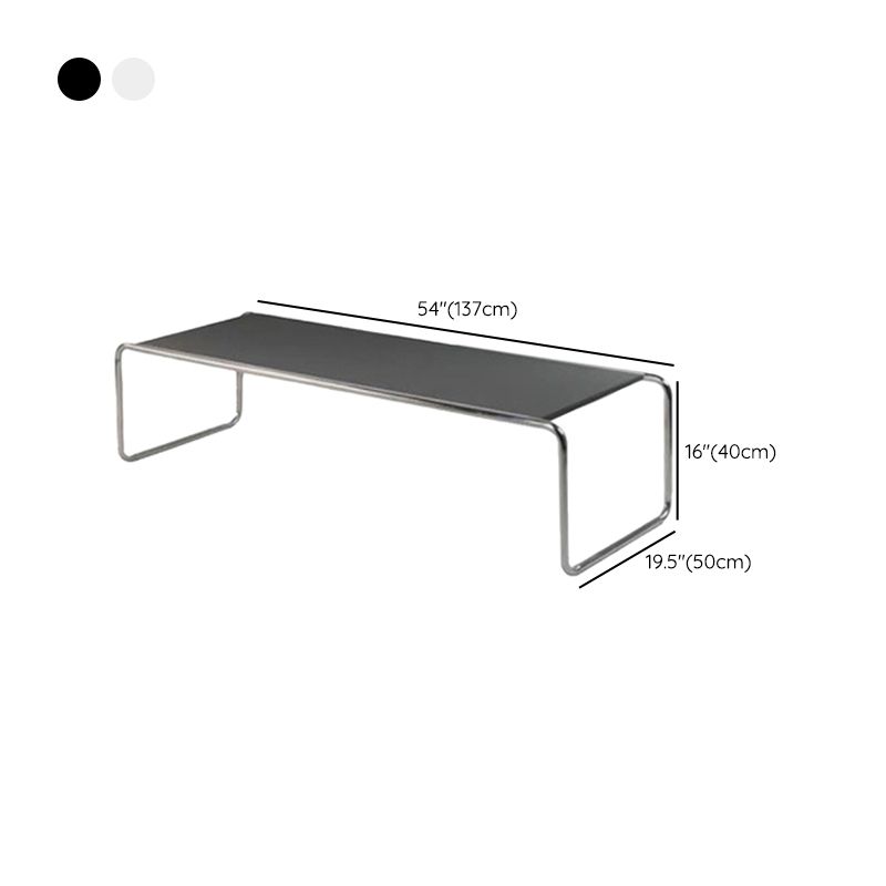 Contemporary Rectangle Solid Wood Coffee Table with Steel Sled Base