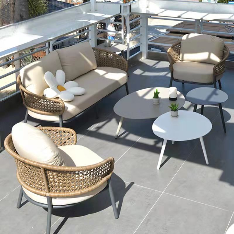 Rust and Water Resistant Patio Sofa Contemporary Outdoor Sofa with Cushion