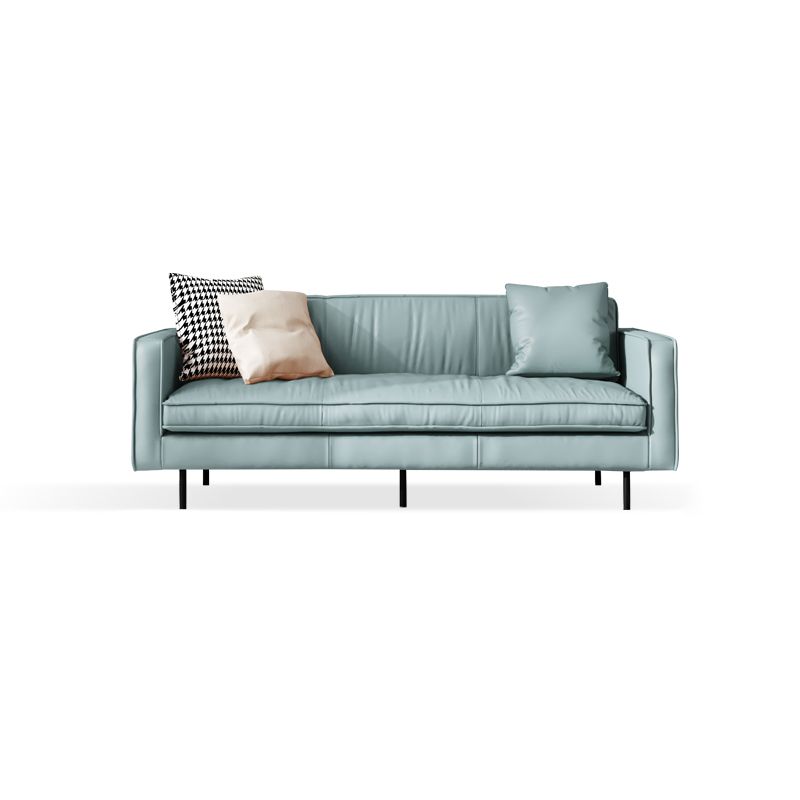Living Room Standard Stationary Cushions Faux Leather Square Arm Sofa