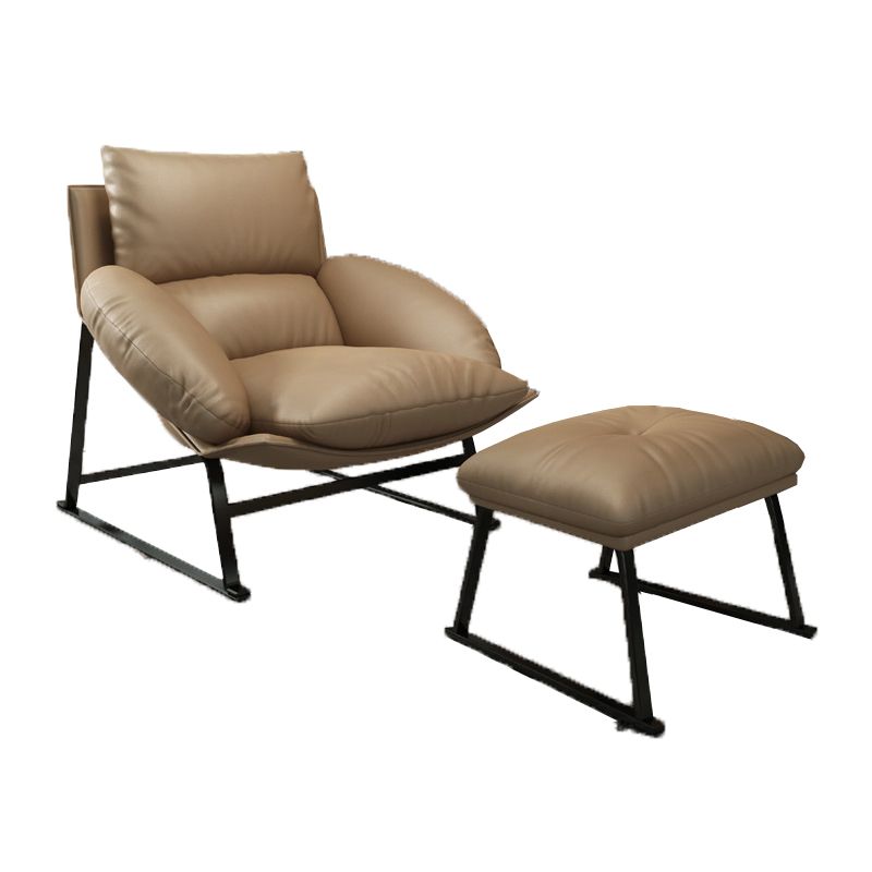 Genuine Leather Accent Chair Arms Included Accent Room Chair with Ottoman, 39.37" Wide