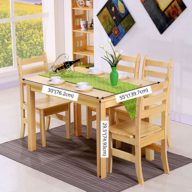 Modern Style Solid Wood Slate Dining Table Set Rectangular Formal Table with 4 Legs Base