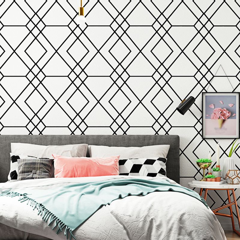 Geo-Gitter-Tapetenrolle, moderne Wanddekoration mit glatter Oberfläche in hellen Farben