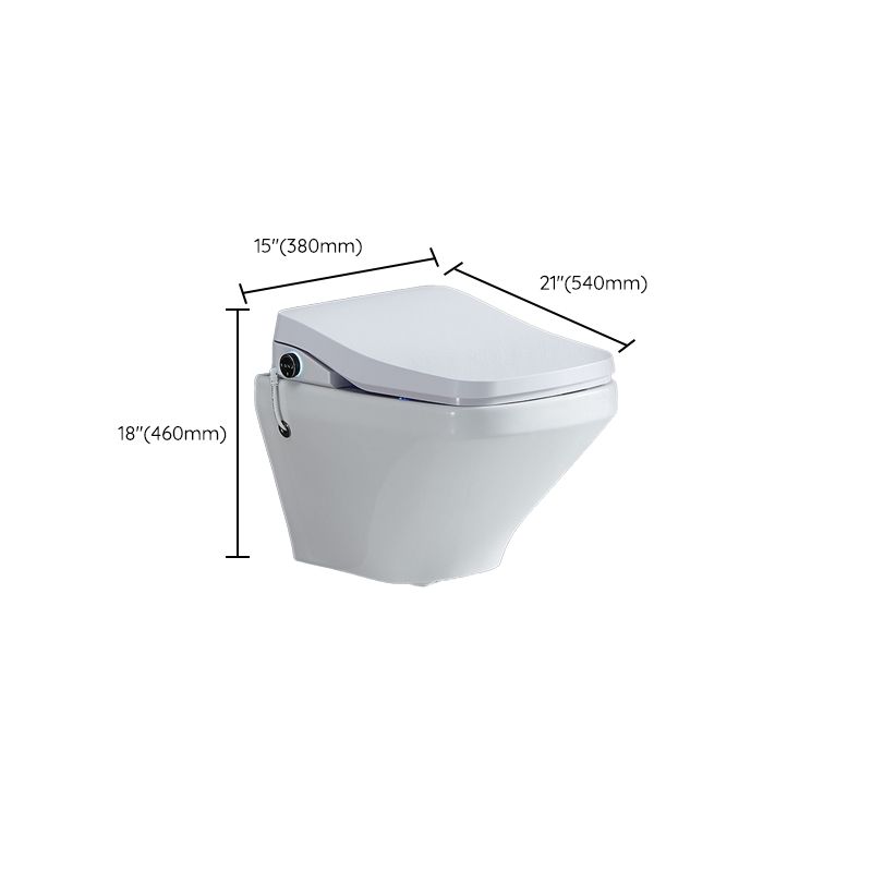 Elongated Wall Mounted Bidet 18.1" H Cotton White Smart Bidet with Warm Air Dryer