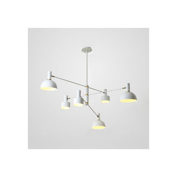 Ronde en koepelkroonluchter metaal 6 koppen Noordse stijlvol hanglamp voor hotelrestaurant