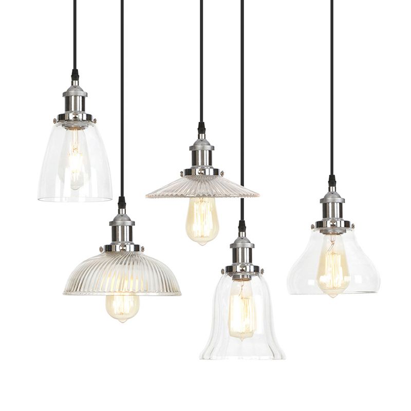 1 lumière suspendue légère à plafond en verre transparent simple pour le restaurant