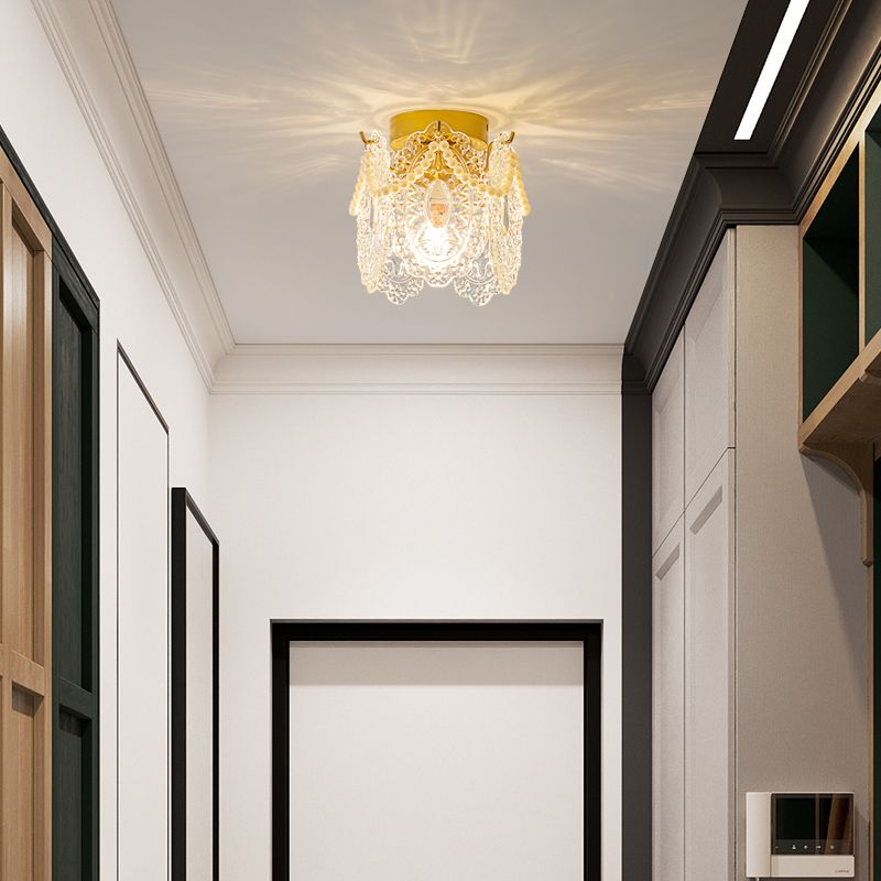 Nordic Cylinder Semi Flush Ceiling Light Glass Aisle Ceiling Flush Mount