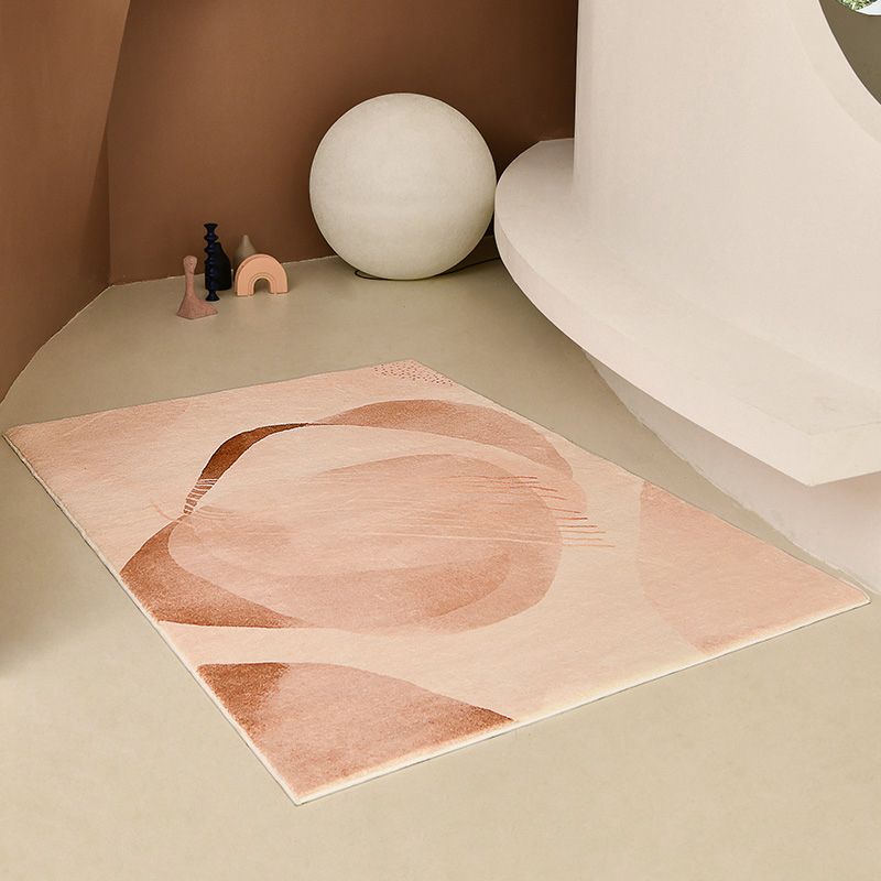Modern Living Room Rug Color Block Polyester Area Rug Non-Slip Backing Area Carpet