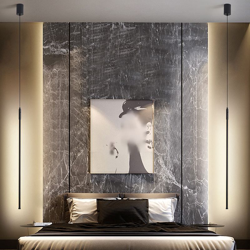 Pendre de style moderne linéaire en métal à 1 lumière pour le restaurant