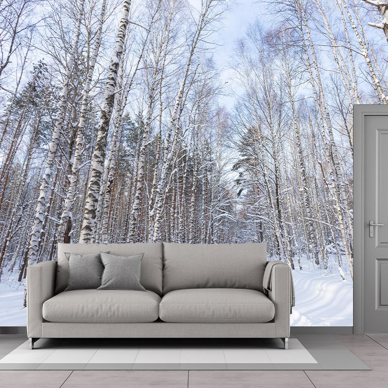 Photography Forest Mural Wallpaper for Room Wall Covering in Soft Color