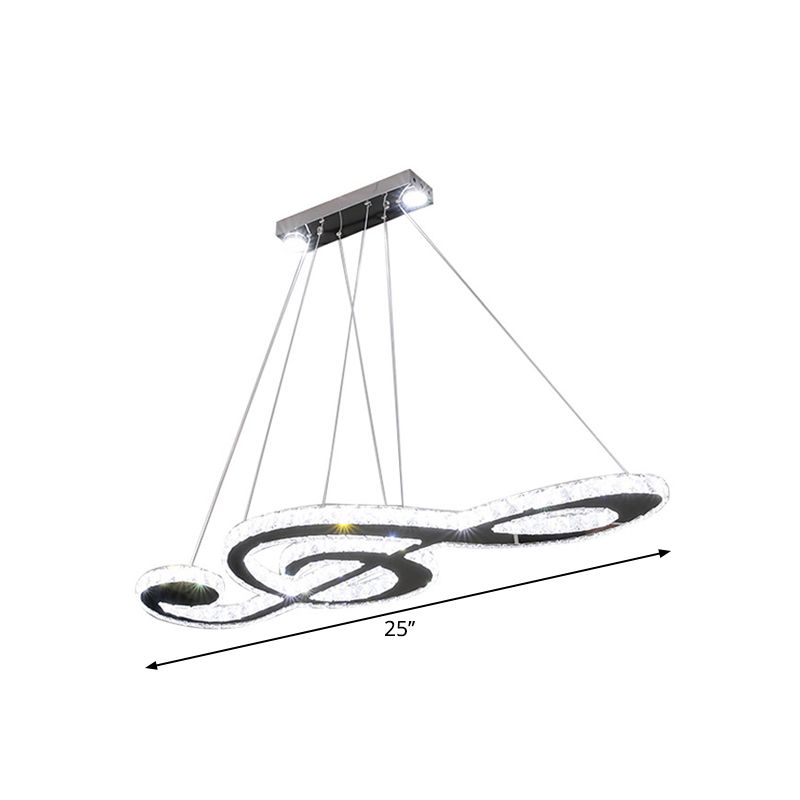 Eigentijdse muzieknoot hanglamp gefacetteerd kristallen led slaapkamer kroonluchter lichtarmatuur in roestvrijstalen