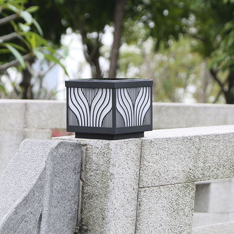 Black Waterproof Pillar Lamp Square Solar Outdoor Lights for Garden