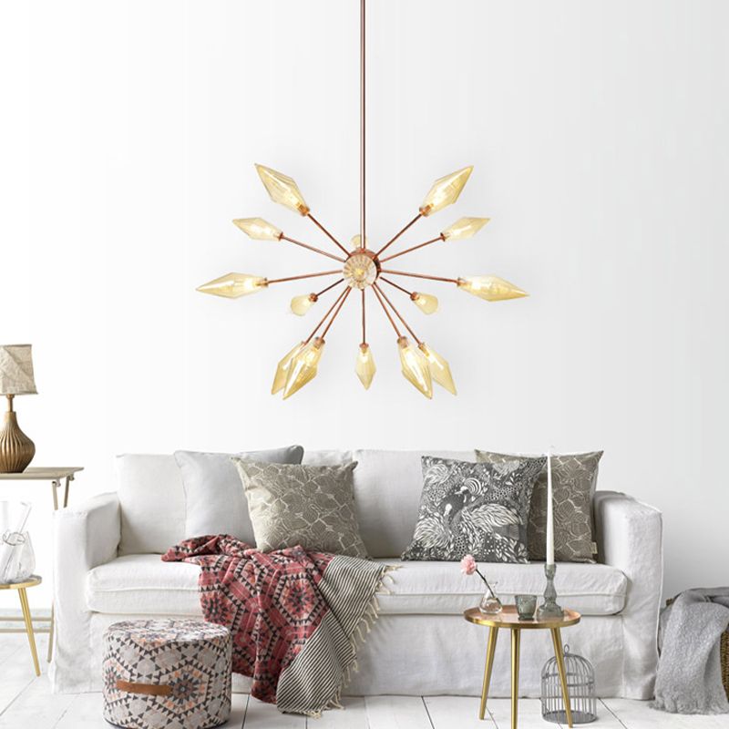 Industrie -Diamantbern-/klarer Glaskronleuchterlampe 9/12/15 Lichter hängende Deckenbehandlung mit Starburst -Design