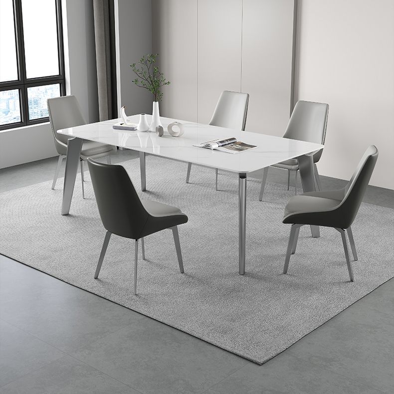 Sintered Stone Top White Table for Restaurant Modern Kitchen Table with 4 Legs