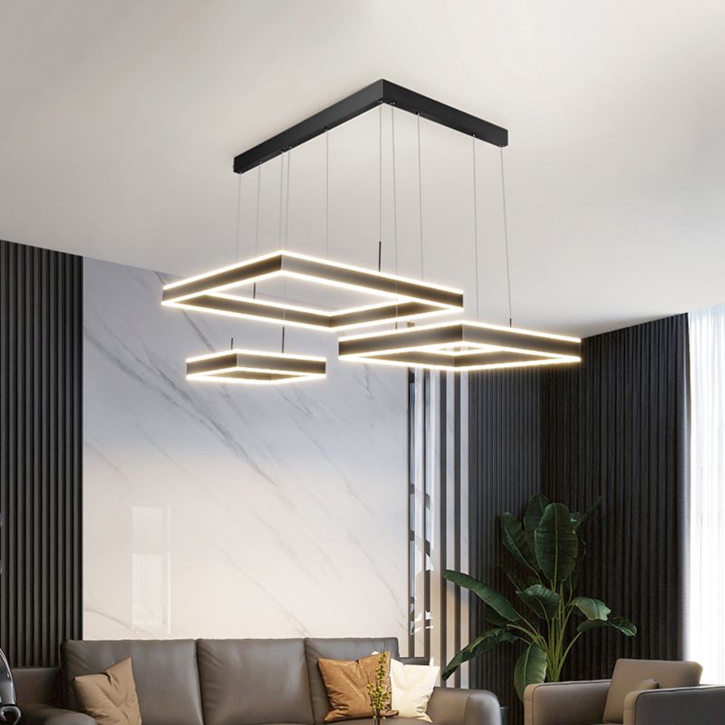 Modern vierkante kroonluchter licht multi-tier hangende hanglampen met acrylschaduw