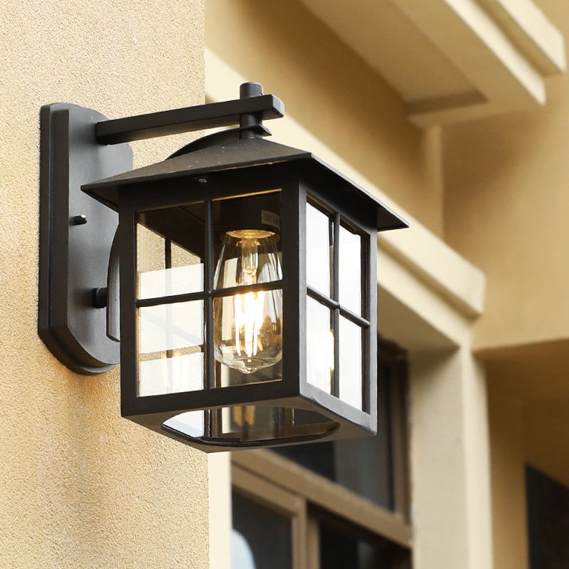 Geometrische klare Glas Wandleuchte Schatten Industrielles 1-Licht-Wandmontage Licht für den Außenbereich