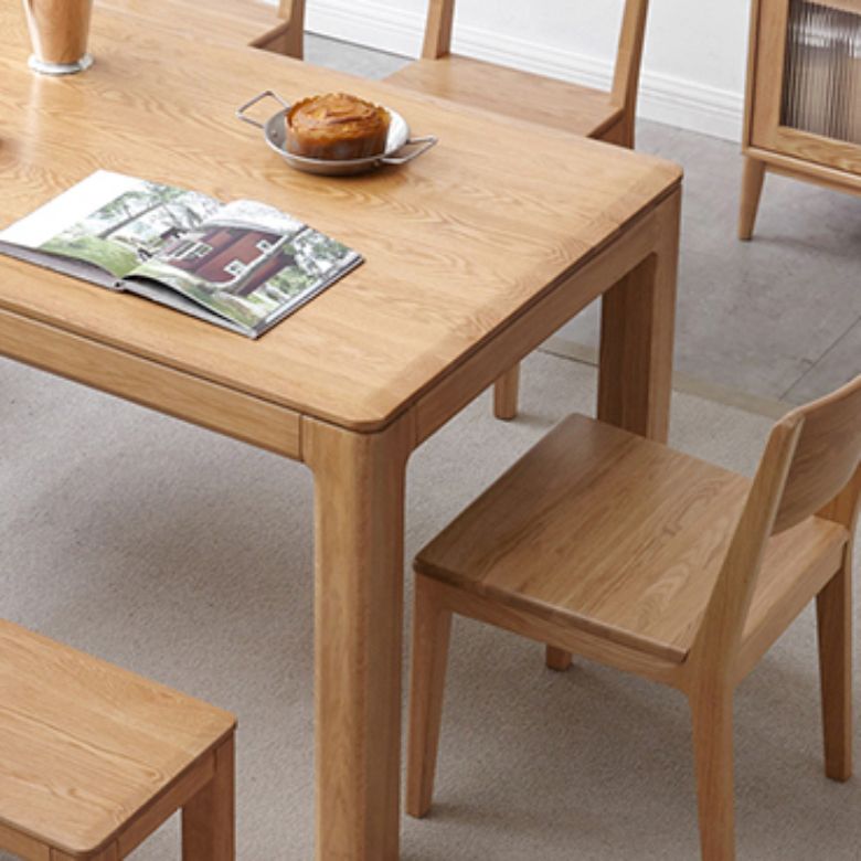Modern Style Rectangle Oak Solid Wood Dining Table in Natural