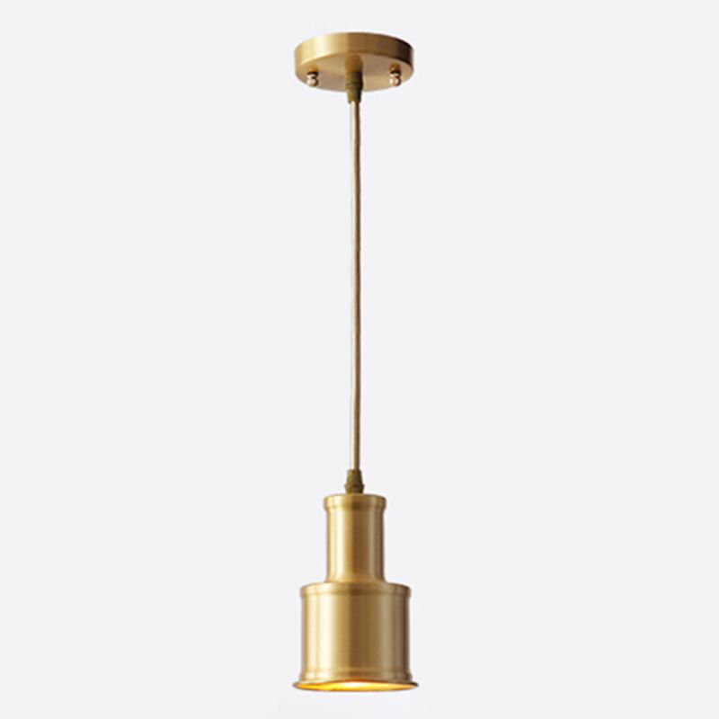 Metal Cylindrical Down Lighting Pendant Nordic Style Pendant Light Fixture in Gold