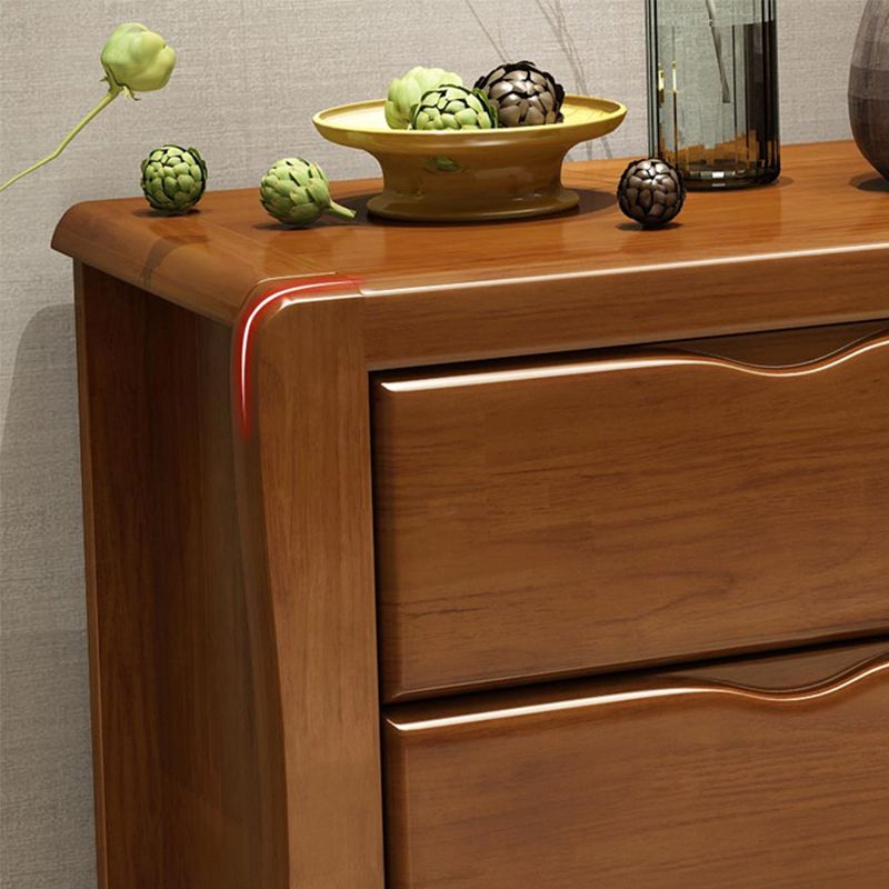 Modern Wood Cabinet Grooves Rectangle Side Cabinet with Drawer