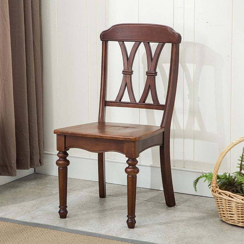 Chaise de salle à manger traditionnelle en bois, chaise latérale à dossier croisé de 35 pouces avec 4 pieds pour restaurant