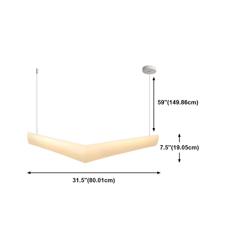 V Shape Island Light Minimalist Led colgante de plástico para comedor para el comedor