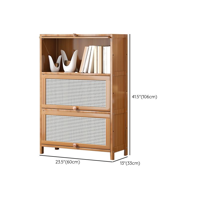 Bamboo Bookcase Standard Contemporary Closed Back Bookshelf with Cabinets