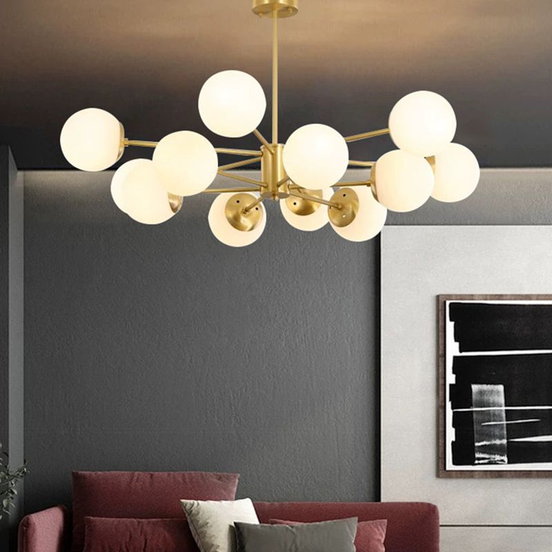 Lampada lampadina a forma molecolare dorata Ombrata di vetro bianco sfera moderno Stile semplicità Stile per sala da pranzo