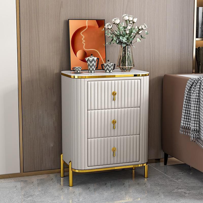 Glam Vertical Stone Storage Chest Bedroom Chest with Drawers