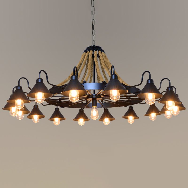 Black Cone lampadario a sospensione a sospensione Light Loft Rope Restaurant Lampone Aione l'illuminazione