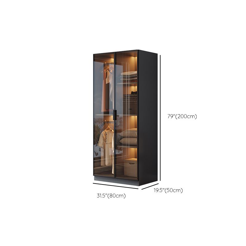 Freestanding Tempered Glass Wardrobe Modern Wardrobe with Garment Rod