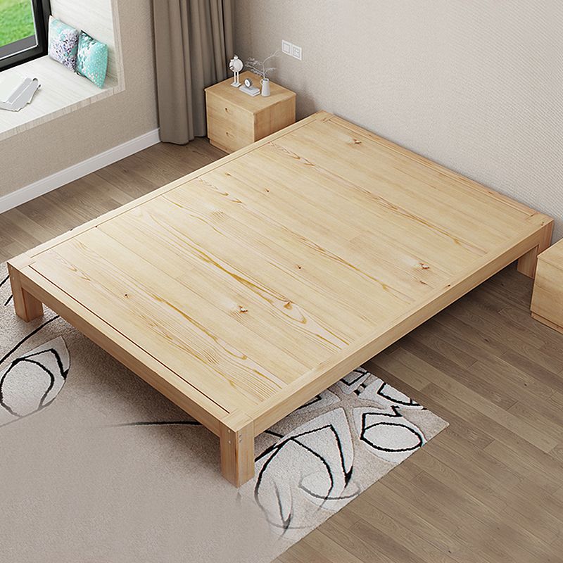 Scandinavian Wood Panel Bed Natural Standard Bed, 39"/53"/59"/71" Bed Frame