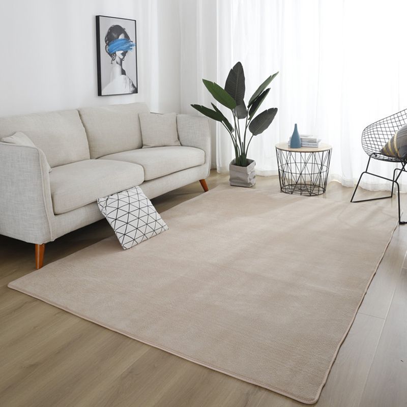 Simple Living Room Rug Multi-Color Solid Color Carpet Cotton Anti-Slip Backing Easy Care Indoor Rug