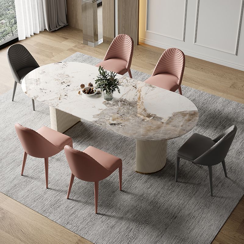 Traditional Luxury Furniture Oval Double Pedestal Dining Room Table for Home