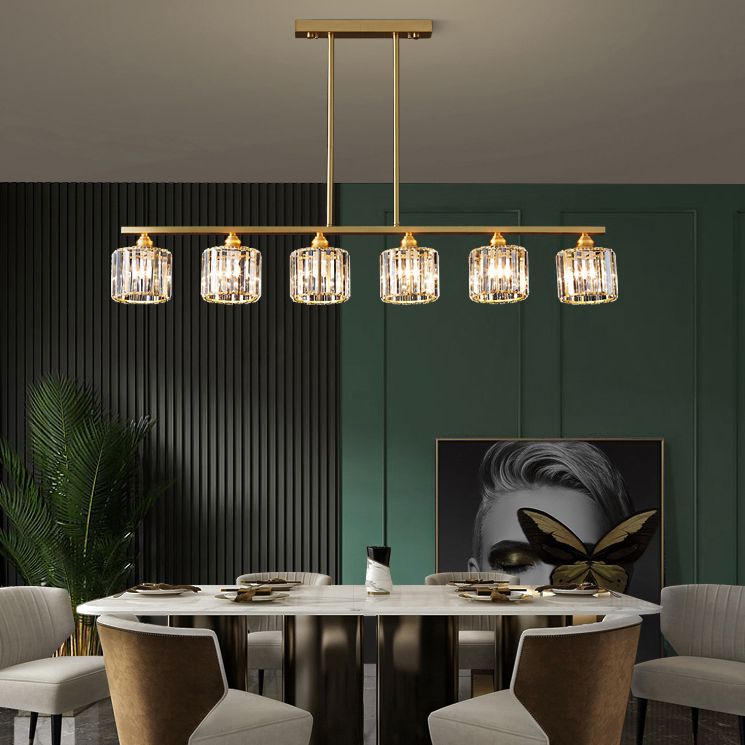 Lámpara de colgadura de estilo nórdico de estilo de cristal de cobre completo para el comedor