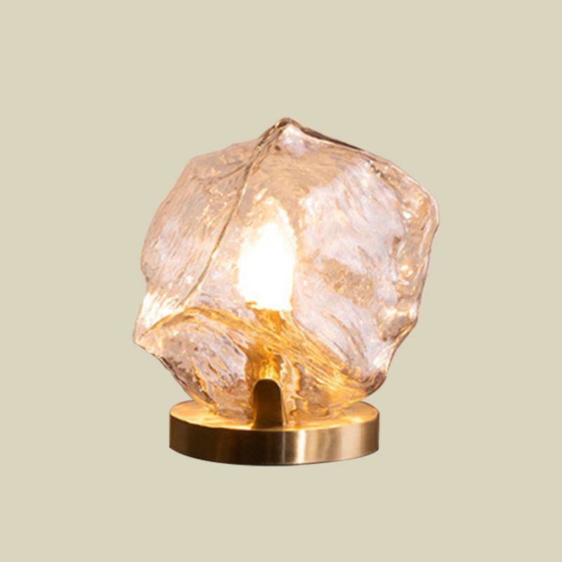 Lampada da tavolo a forma di gemma d'oro Lampada da notte moderna a 1 luce cognac/vetro trasparente per soggiorno