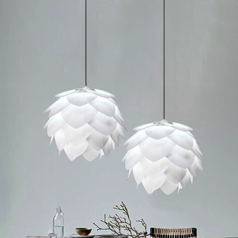 White Squama Ceiling Pendant Nordic 1 Light Plastic Suspension Light for Dining Room