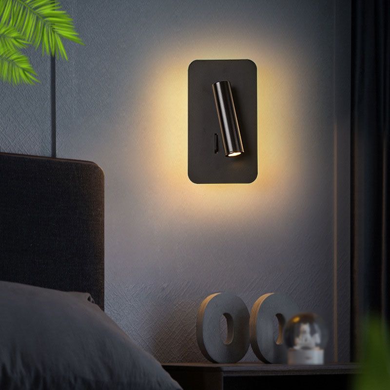 2-Light Geometric Wall Mount Light Modern Style Metal Reading Wall Lamp