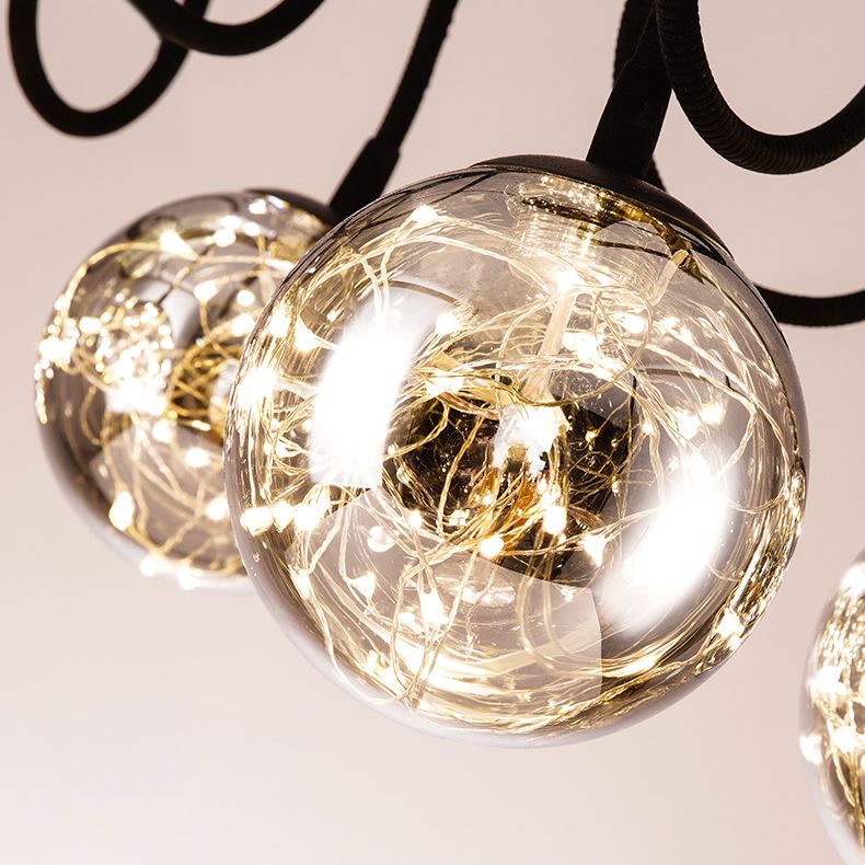 Nordic Style Glass Orb LED Island Light Creative Light String Design Coffee Shop Hanging Light
